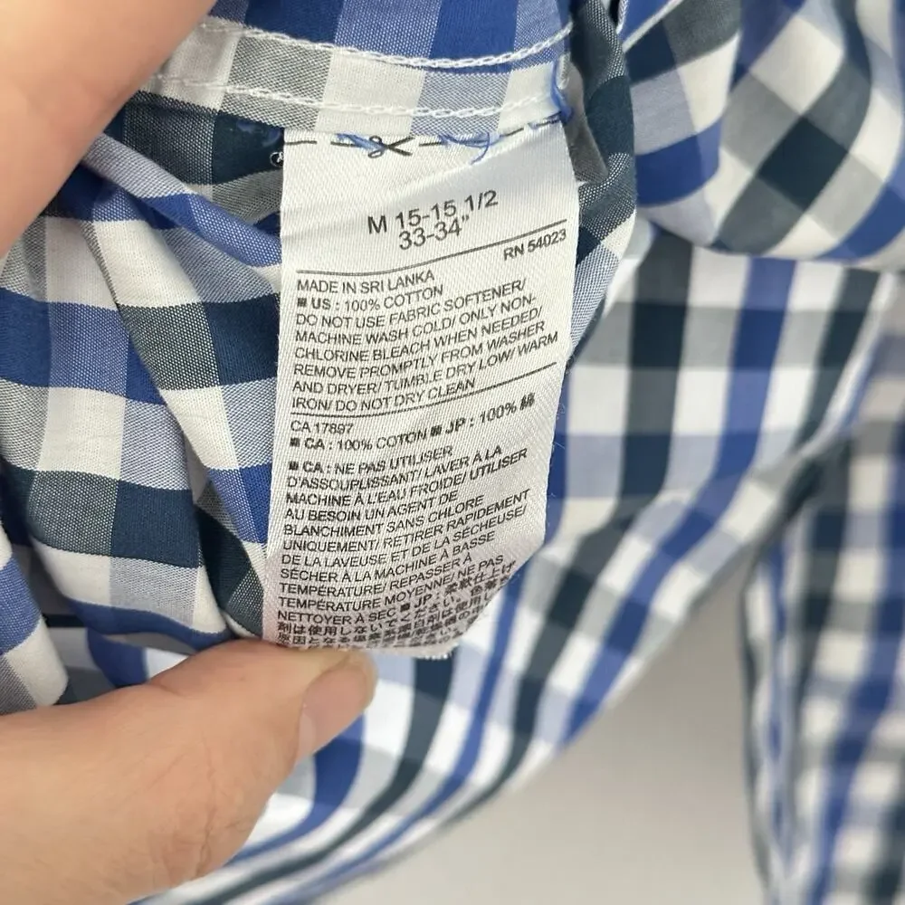 Banana Republic 100% Cotton Gingham Non-Iron Tailored Slim Fit Shirt Size M